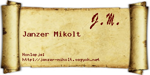 Janzer Mikolt névjegykártya